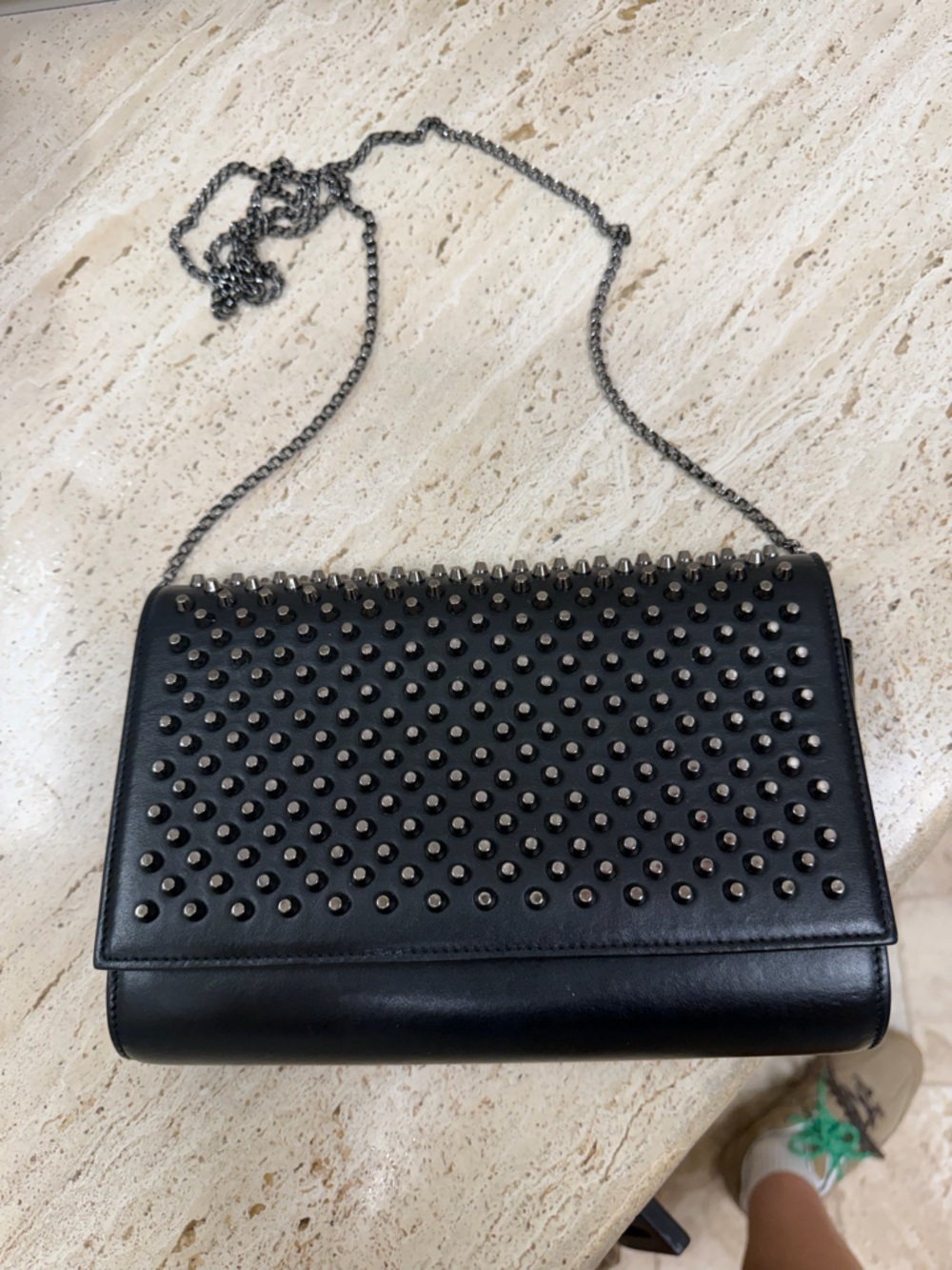 Christian Louboutin studded Black Leather Crossbody Clutch